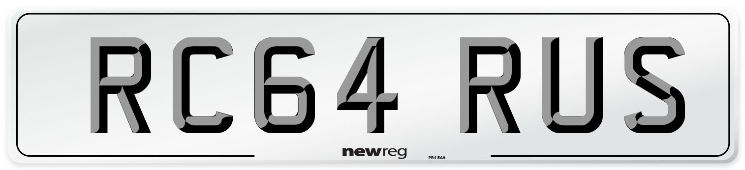 RC64 RUS Number Plate from New Reg